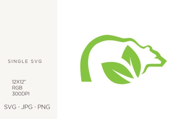Bear and Green Leaf: Elevating Digital Design with Nature-Inspired Vector Art