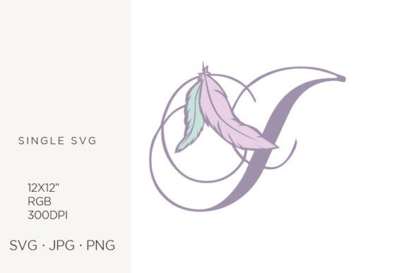 Bohemian Feather, Boho Letter J: Elevating Design with Vector Versatility