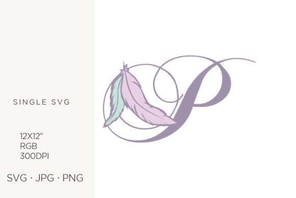 Bohemian Feather & Boho Letter P Design