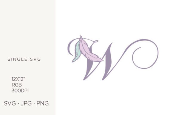 Bohemian Feather & Boho Letter W Design