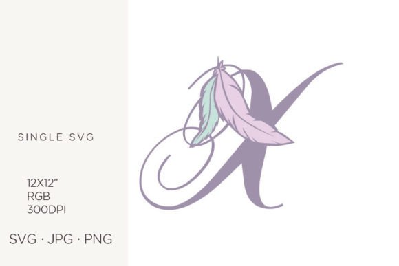 Bohemian Feather & Boho Letter X Design