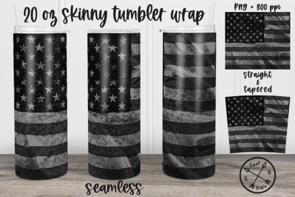 Matte Black Distressed American Flag Design