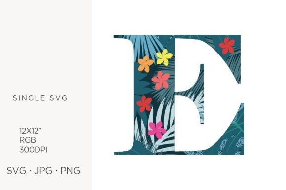 Palm Leaves & Flowers in Letter E