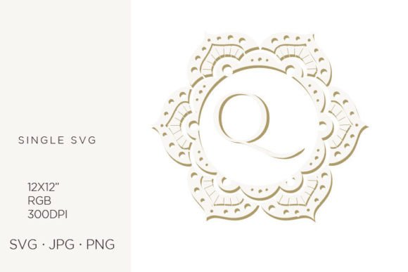 Q Letter, Inside Floral Mandala Frame: A Versatile Design Element for Creators