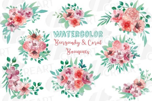 Transforming Wedding Designs with Coral and Wine Bouquet Clipart