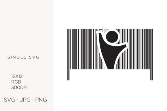 Unlocking Creative Potential with Barcode, Abstract Human Figure, Vector Graphics