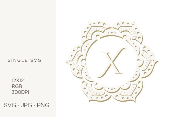 X Letter, Inside Floral Mandala Frame: A Versatile Design Asset for Creatives